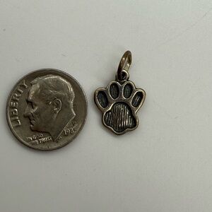 Large Vintage Sterling Silver Dog Paw Print Charm Pendant Canine Pet Lover Gift
